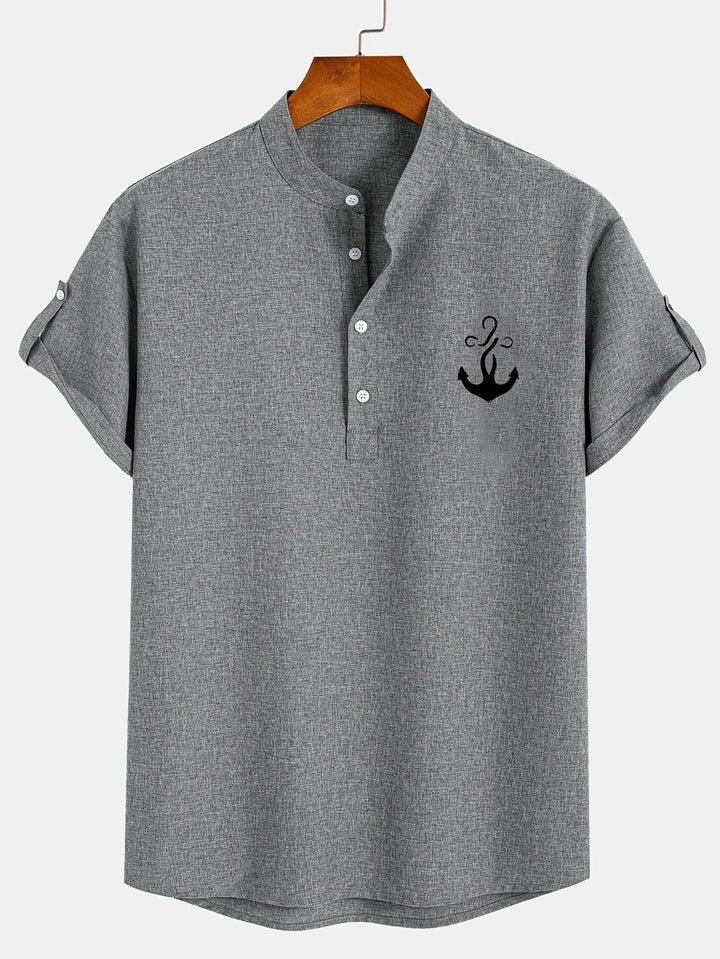 Javier | Elegante camisa de manga corta con cuello alto