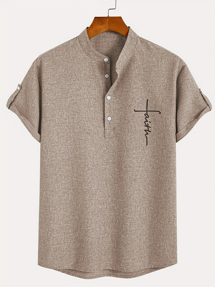 Javier | Elegante camisa de manga corta con cuello alto