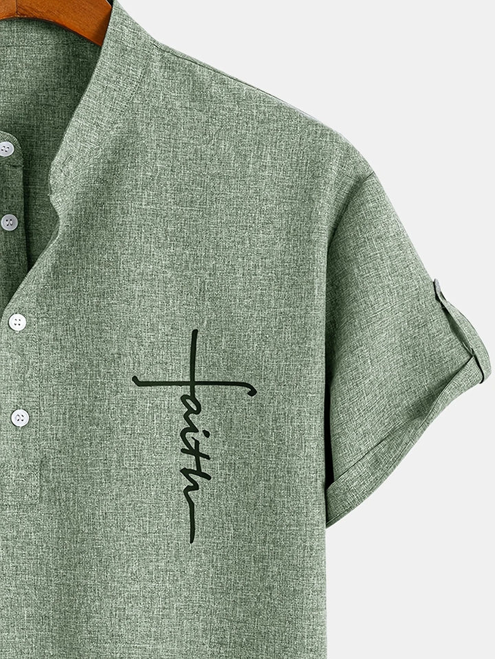 Javier | Elegante camisa de manga corta con cuello alto