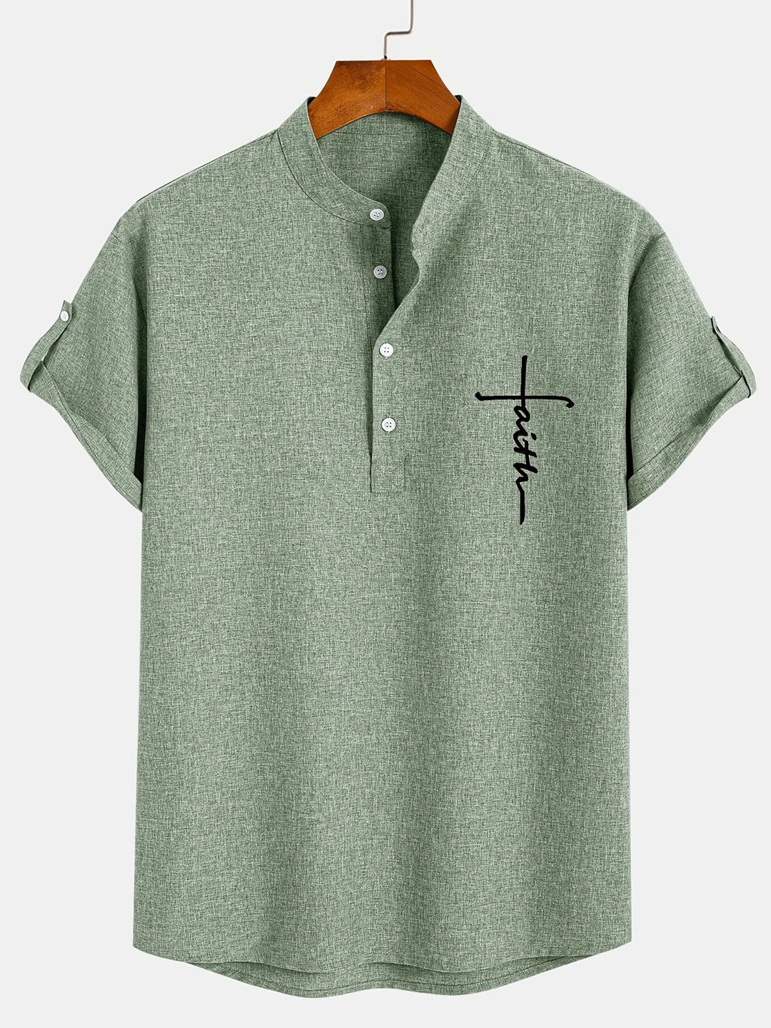 Javier | Elegante camisa de manga corta con cuello alto