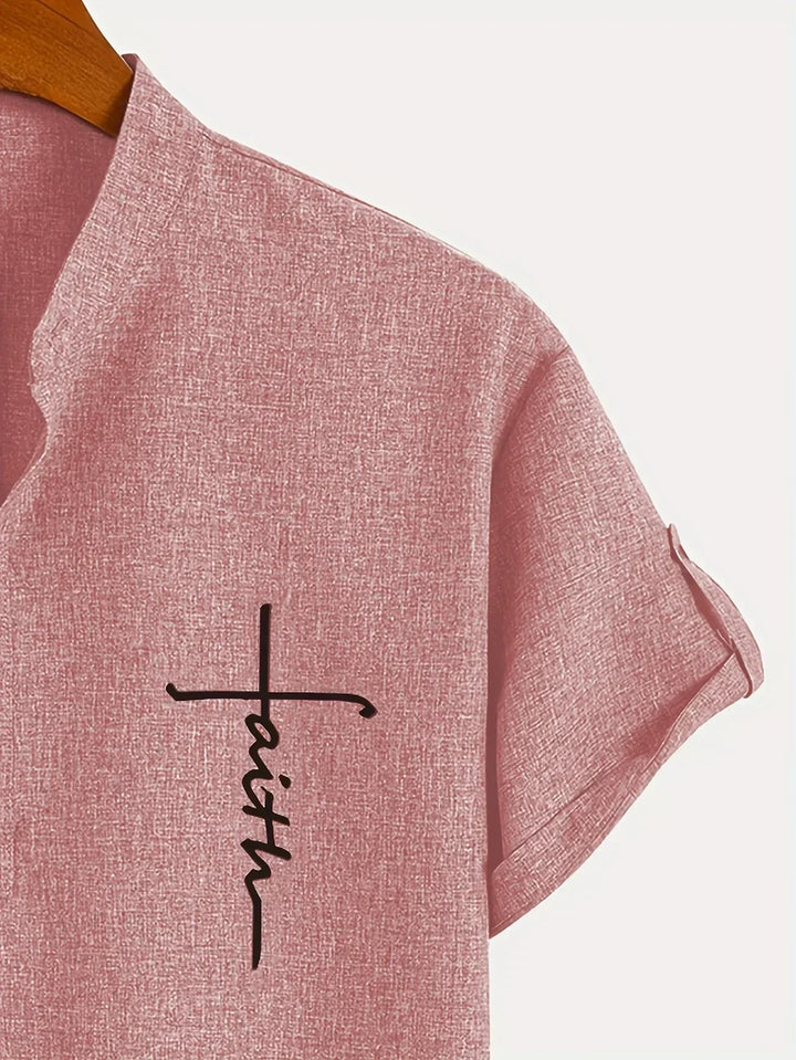 Javier | Elegante camisa de manga corta con cuello alto