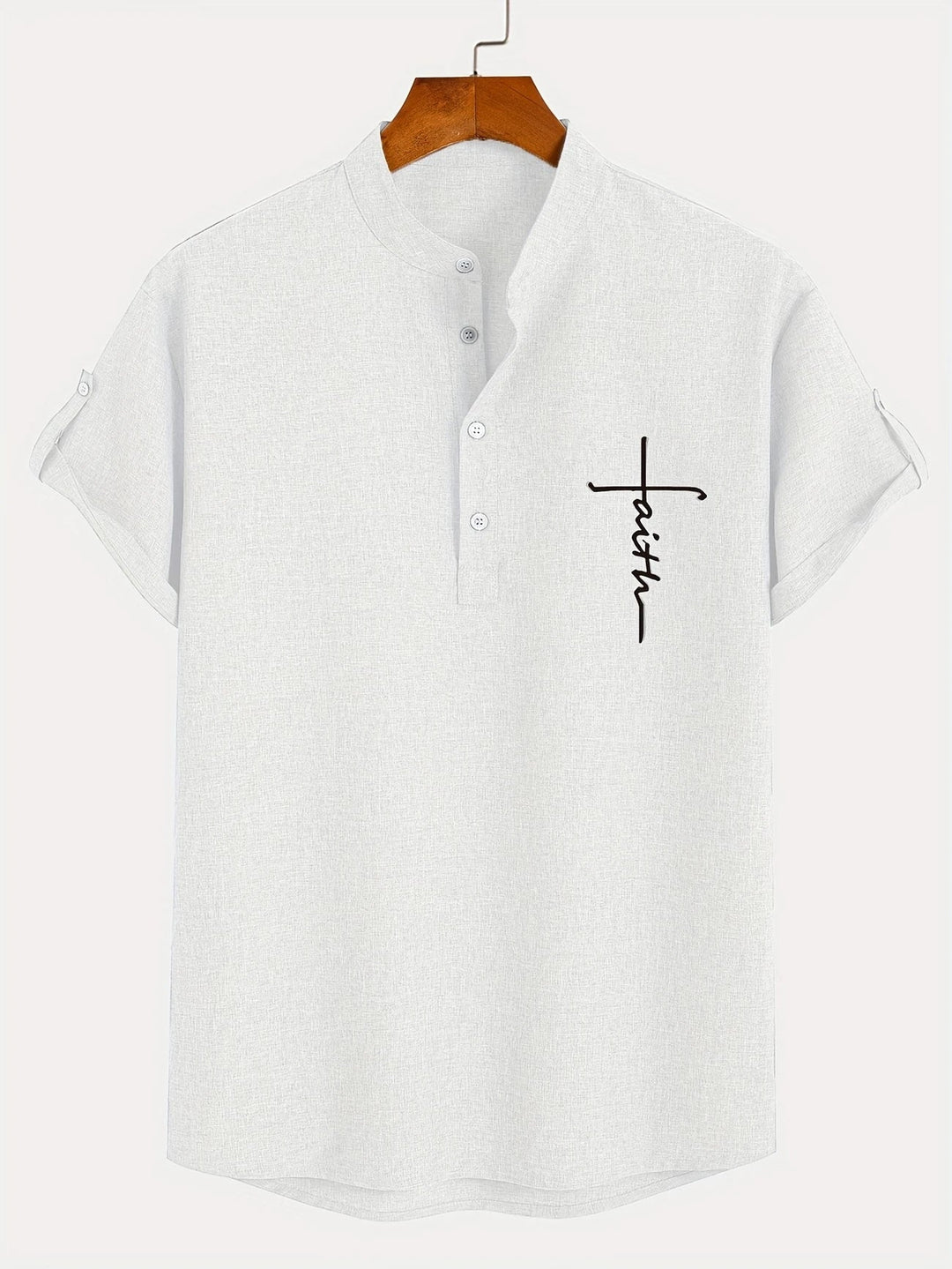 Javier | Elegante camisa de manga corta con cuello alto