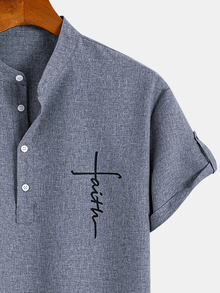 Javier | Elegante camisa de manga corta con cuello alto