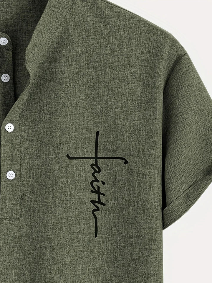 Javier | Elegante camisa de manga corta con cuello alto