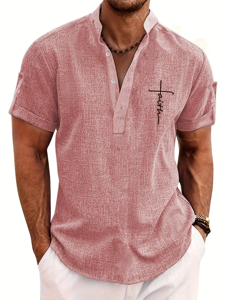 Javier | Elegante camisa de manga corta con cuello alto