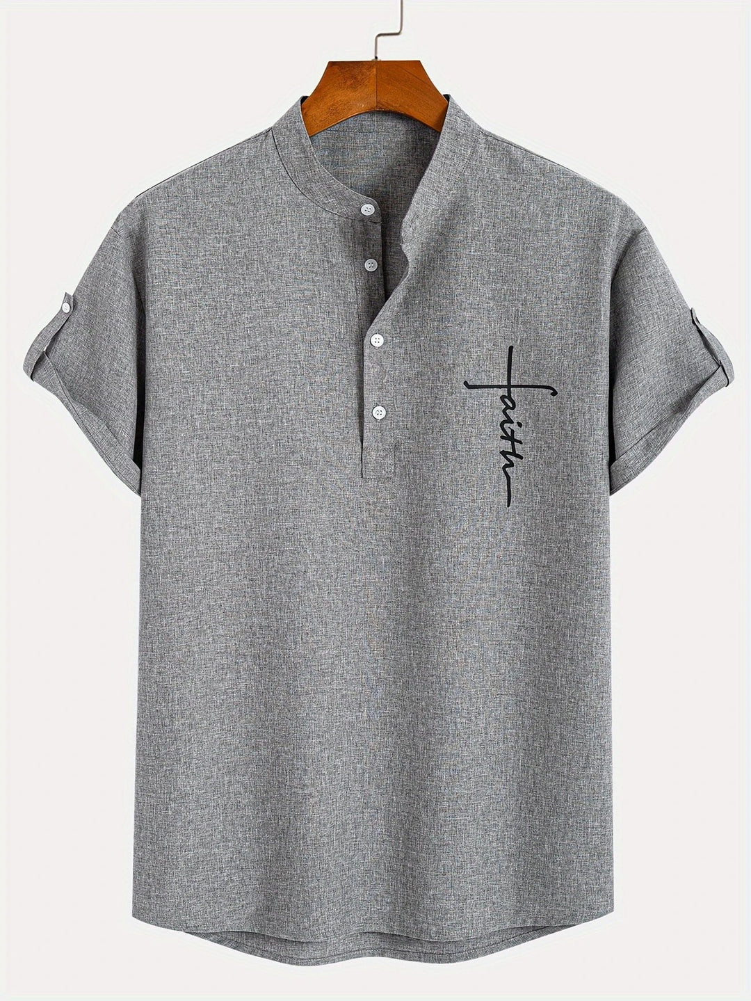Javier | Elegante camisa de manga corta con cuello alto