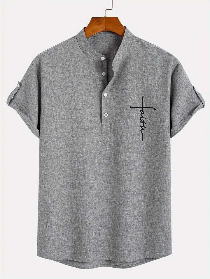 Javier | Elegante camisa de manga corta con cuello alto