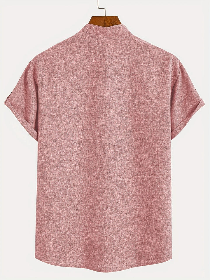Javier | Elegante camisa de manga corta con cuello alto