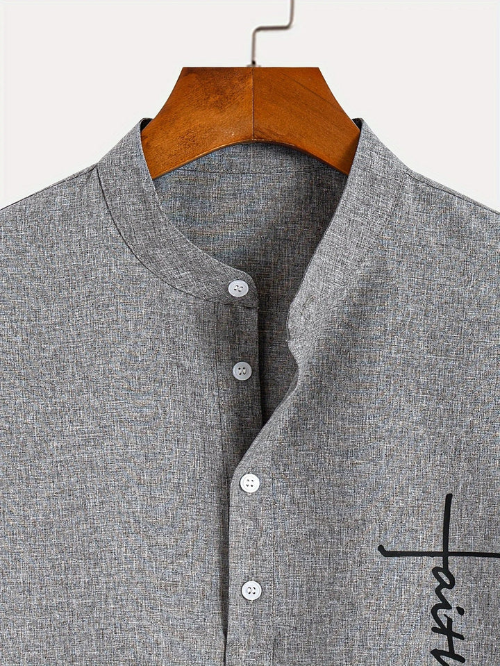 Javier | Elegante camisa de manga corta con cuello alto