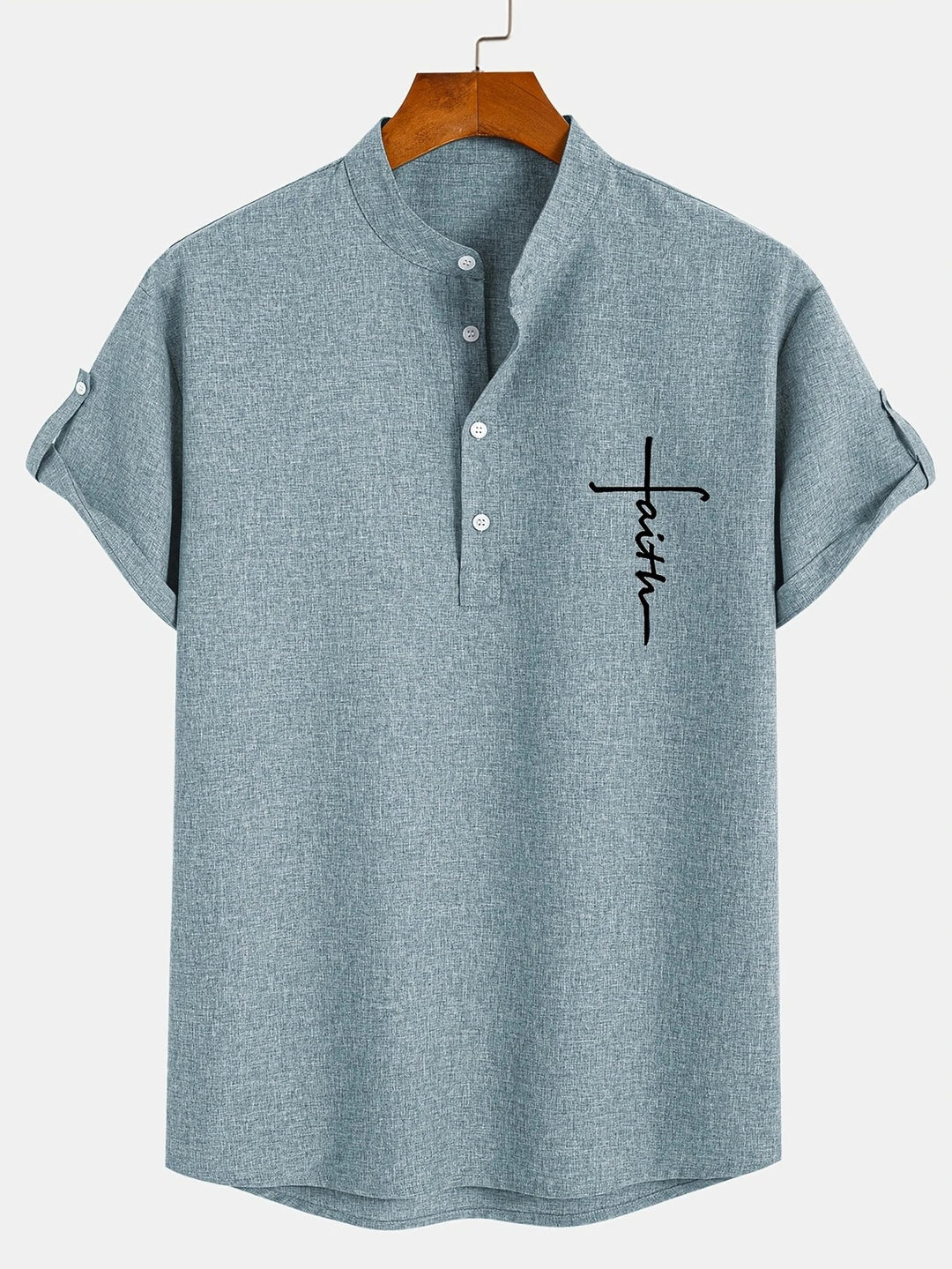 Javier | Elegante camisa de manga corta con cuello alto