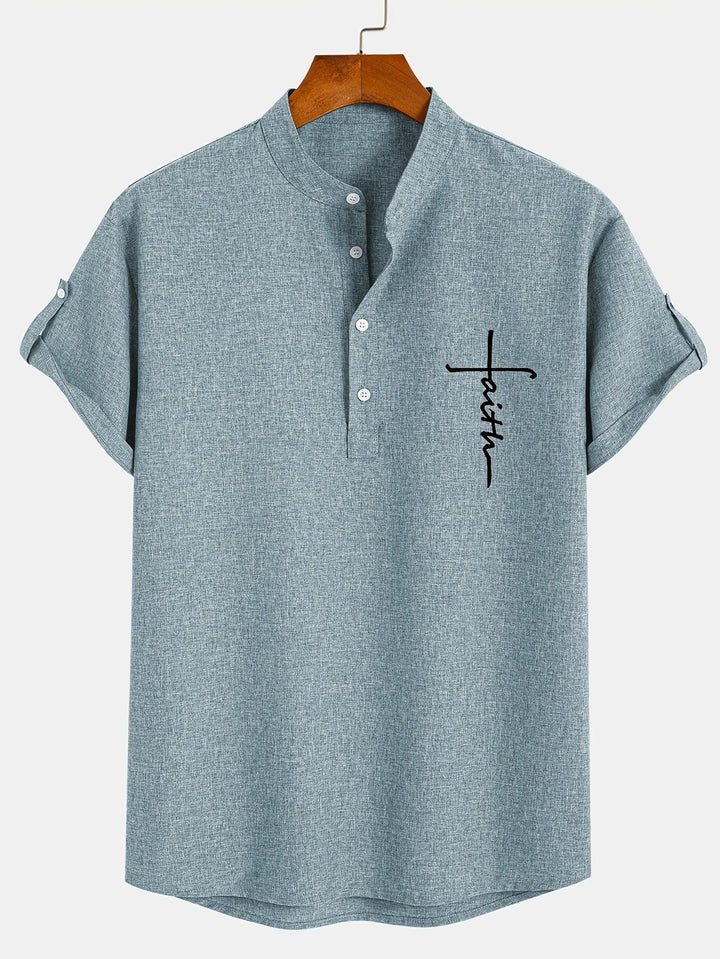 Javier | Elegante camisa de manga corta con cuello alto