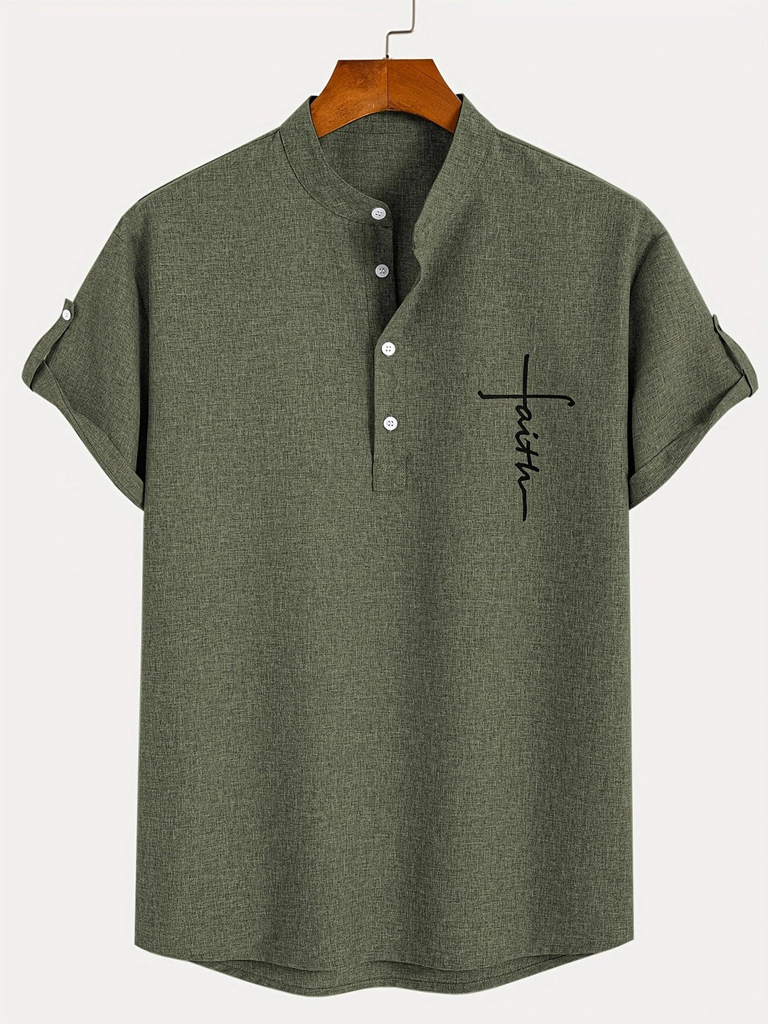 Javier | Elegante camisa de manga corta con cuello alto