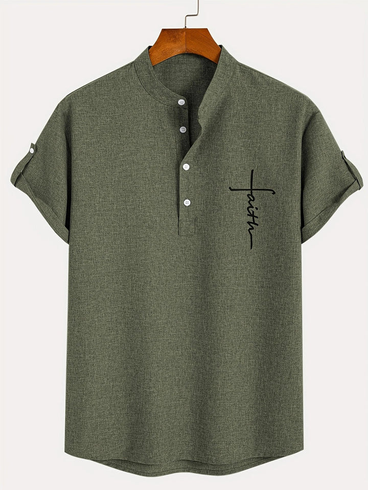 Javier | Elegante camisa de manga corta con cuello alto