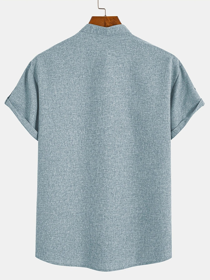 Javier | Elegante camisa de manga corta con cuello alto