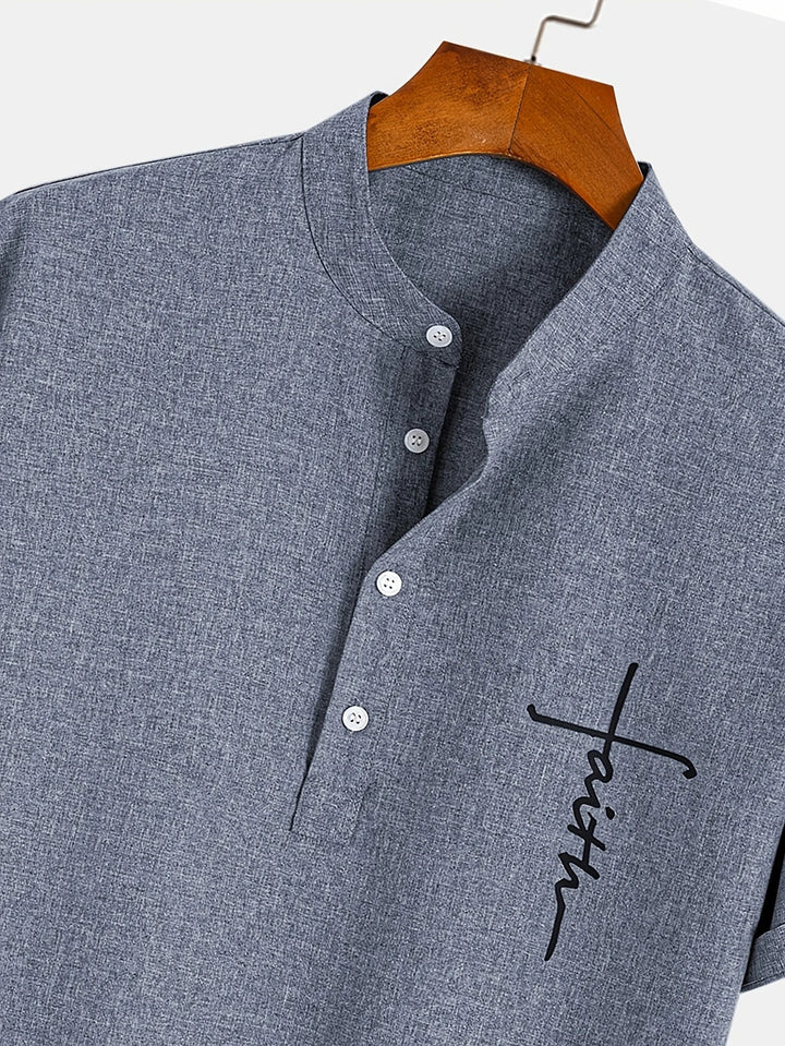 Javier | Elegante camisa de manga corta con cuello alto