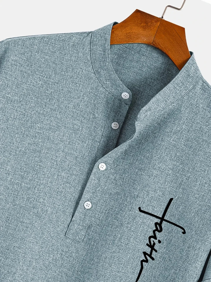 Javier | Elegante camisa de manga corta con cuello alto