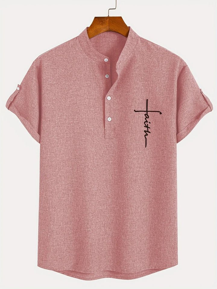 Javier | Elegante camisa de manga corta con cuello alto