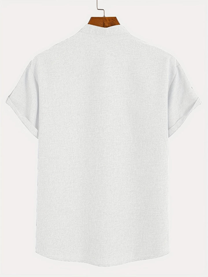 Javier | Elegante camisa de manga corta con cuello alto