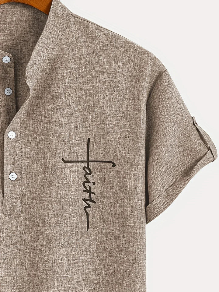 Javier | Elegante camisa de manga corta con cuello alto
